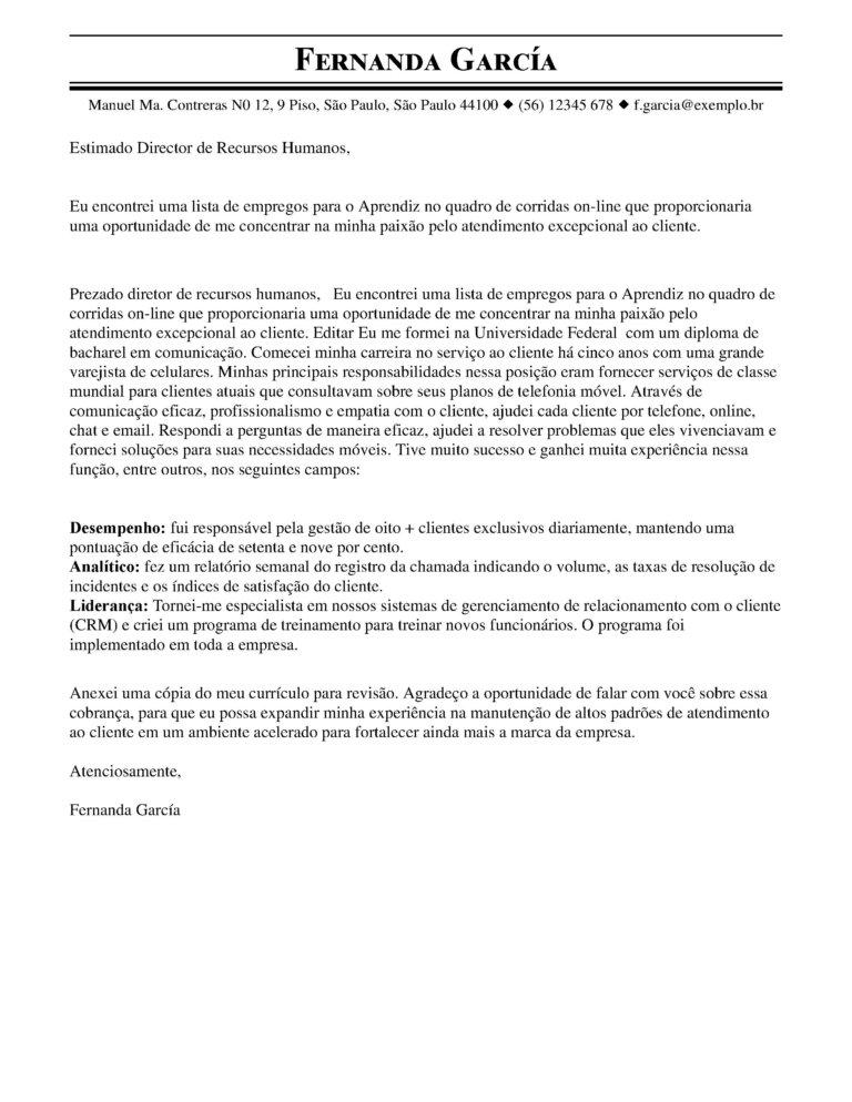 Modelo de carta de apresentação  Meu Currículo Perfeito