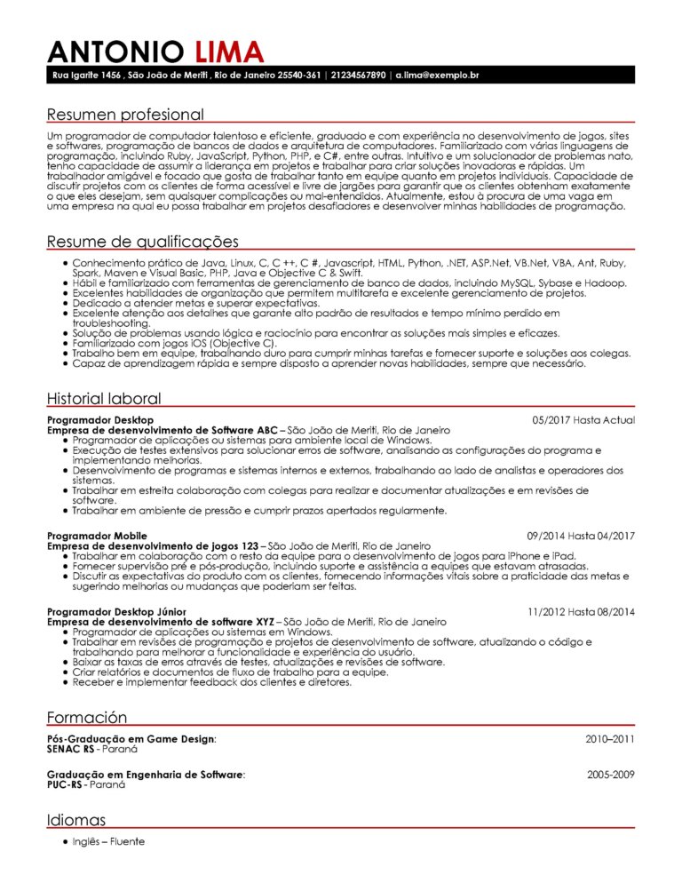 Currículo online moderno CV