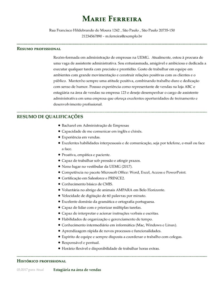 Carta De Apresentação Recepcionista Simples