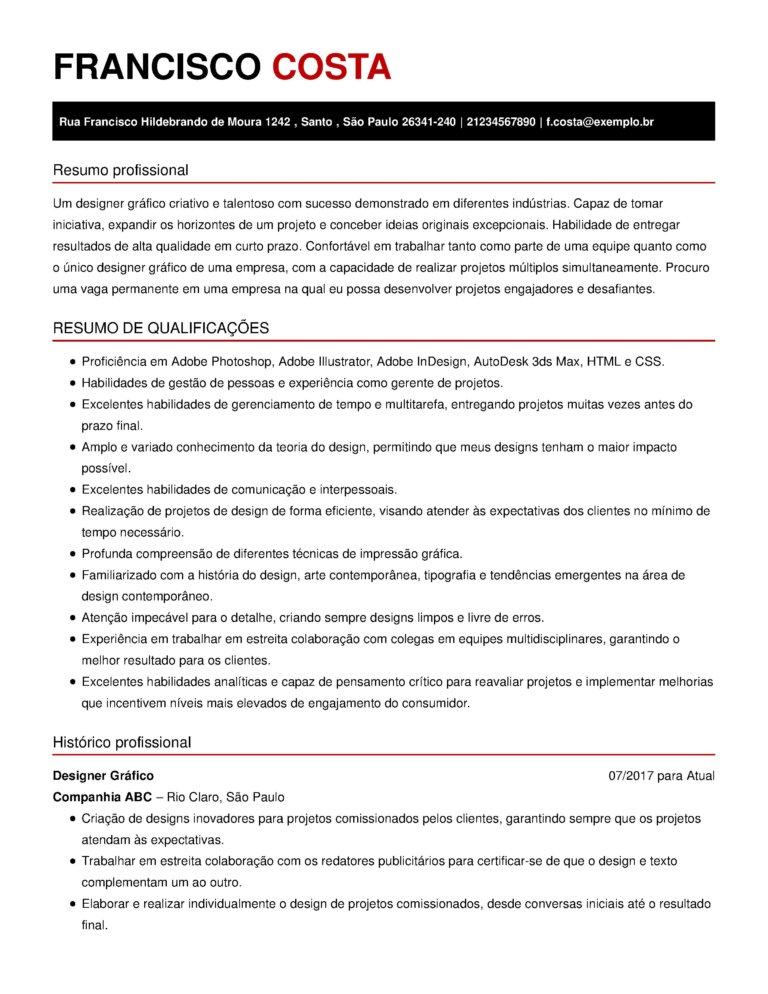 currículo designer CV