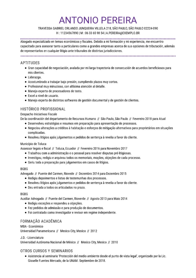 currículo direito CV