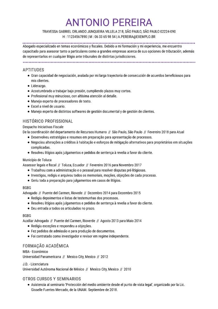 objetivo advogado CV