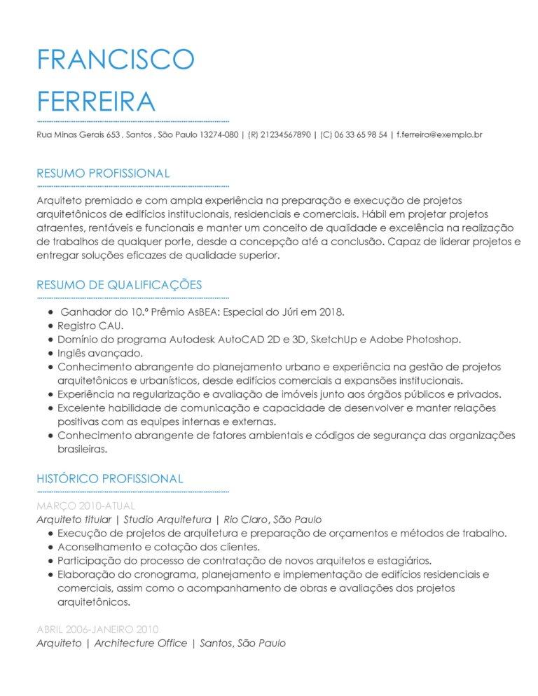 objetivo arquiteto CV