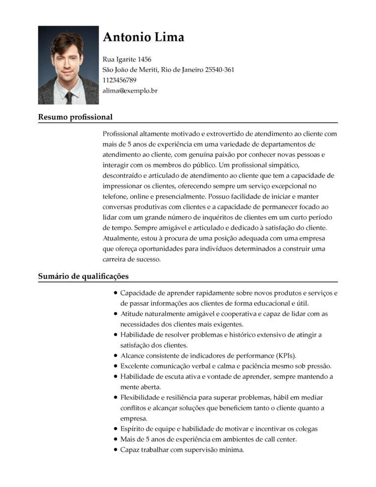 objetivo atendente CV