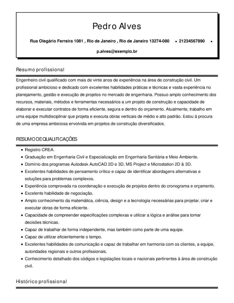 objetivo engenheiro civil CV