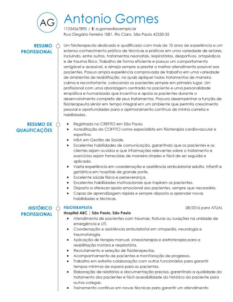 objetivo fisioterapeuta CV