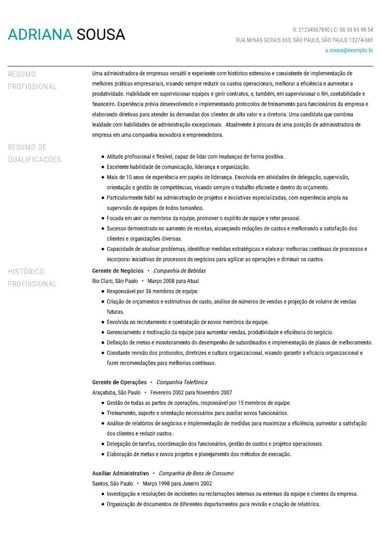 perfil administradora CV