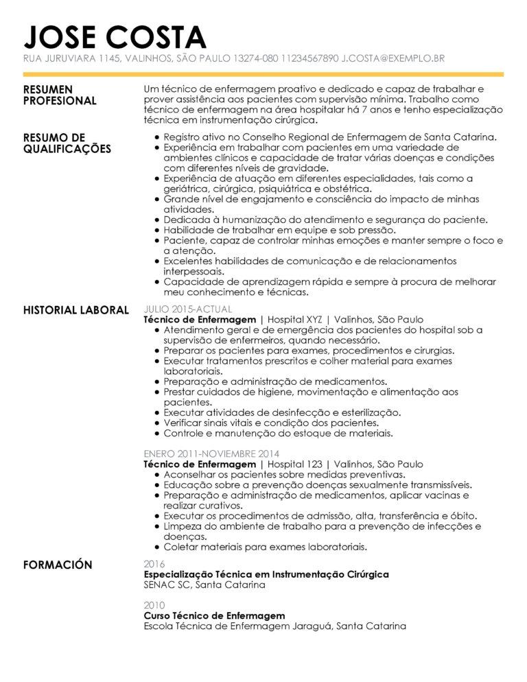 perfil enfermagem CV