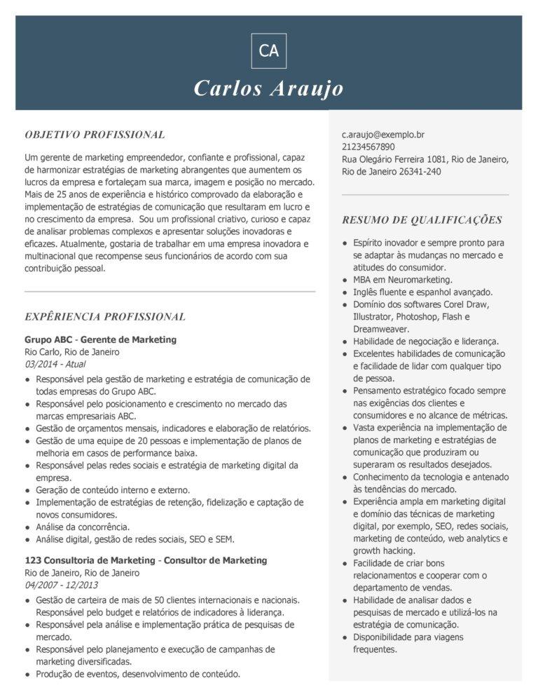 perfil marketing CV