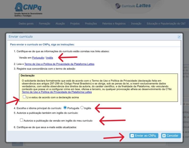 Revisar o Currículo Lattes antes de enviar ao CNPq