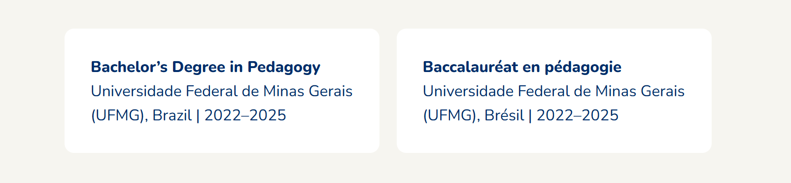 exemplo de formação no curriculo canadense em inglês e francês